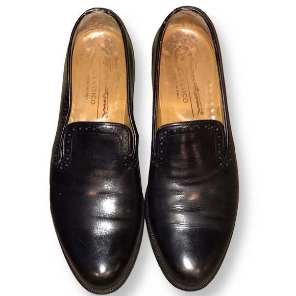 SANTONI Black Leather Italian Loafers - 7 - Picture 5 of 9